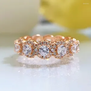 Cluster Anneaux Springlady 925 Sterling Silver Lab Sapphire High Carbon Diamonds Gemstone Wedding Band Engagement Ring Fine Bijoux