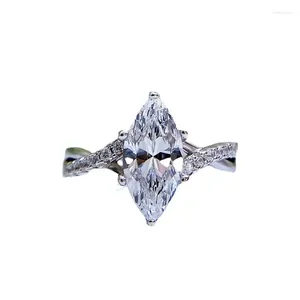 Clusterringen Springlady 925 Sterling Silver 6 12mm Marquise Cut gesimuleerde Moissanite diamanten bruiloft verlovingsring vrouwen fijne sieraden