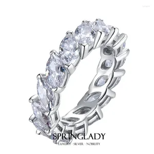 Clusterringen SpringLady 925 sterling zilver Marquise geslepen diamanten edelsteen fijne sieraden 18K vergulde trouwring