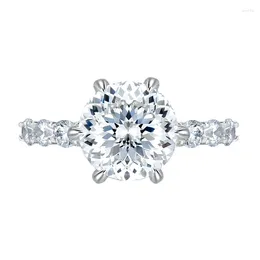 Bagues de cluster SpringLady Rain Plaqué or 18 carats 925 Sterling Silver Flower Cut 5CT Diamant à haute teneur en carbone Bague de fiançailles de mariage Fine Jewelry