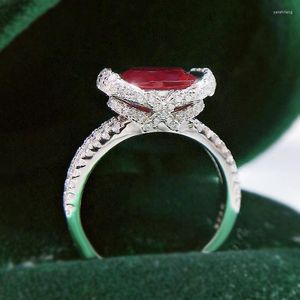 SpringLady Vintage 925 Sterling Silver 7 9 MM Ovale Créé Moissanite Ruby Gemstone Party Ring Pour Femmes Fine Jewelry Gifts