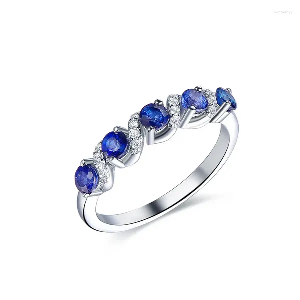 Bagues de cluster Sri Lanka Sapphire Ring 925 Sterling Silver Naturel Royal Blue Tempérament Boutique Mode avec certificat