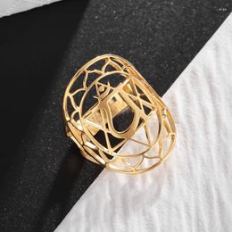 Cluster anneaux en acier inoxydable chakra mandala fleur anneau star hexagonale de David Open aux femmes Gift bijoux juif israélien