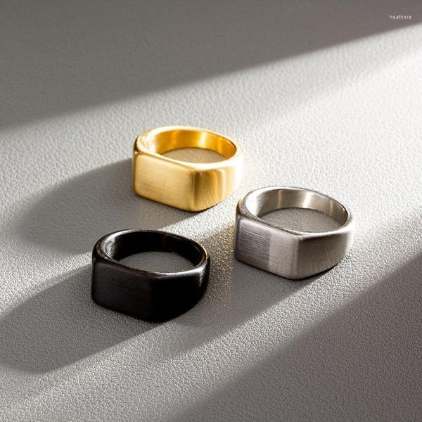 Anillos de racimo de acero inoxidable para hombres Ancho geométrico Signet Finger Band Rock Punk Estilo Anillo de moda Accesorios de joyería al por mayor