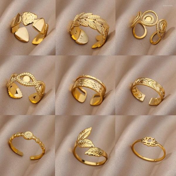 Bagues de cluster en acier inoxydable pour femmes hommes couleur or fiançailles bague de mariage femme mâle doigt bijoux cadeau 2023 modèle