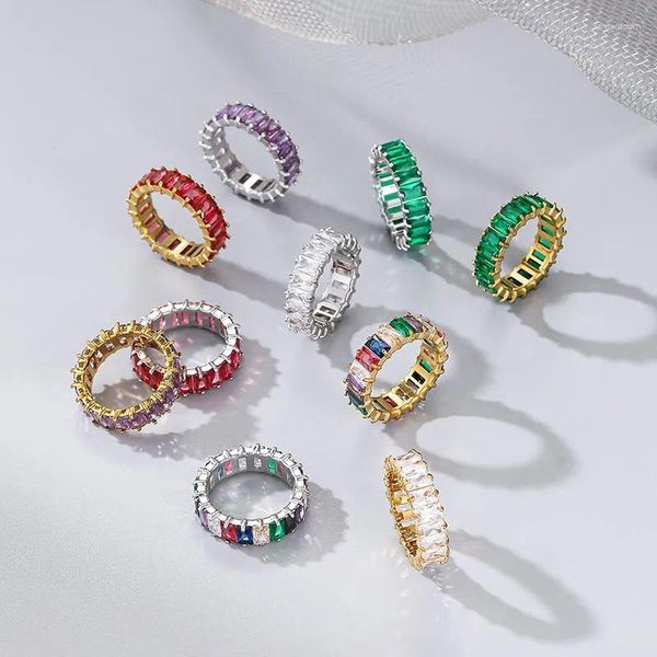 Anneaux de cluster Bijoux en acier inoxydable Simple Mode Rétro Coloré Cristal Fiançailles Pour Femmes Anniversaire Cadeau Articles