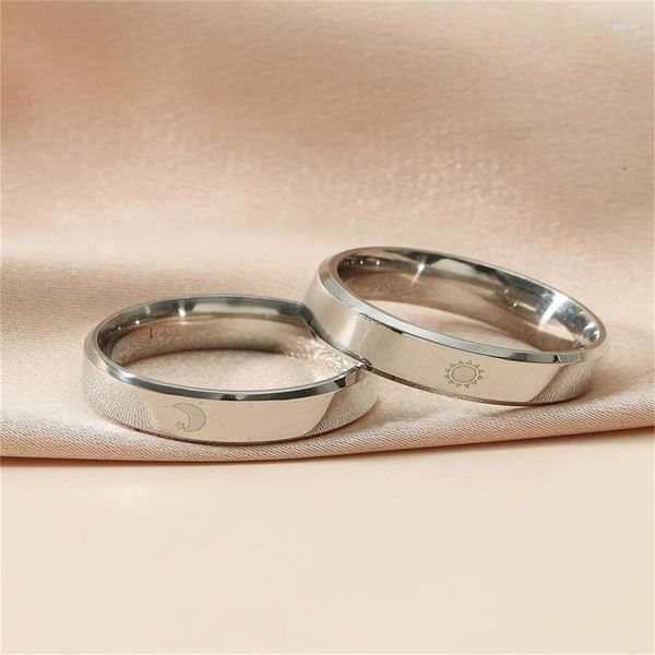 Anillos de racimo de acero inoxidable para damas y hombres, conjunto de pareja, anillo de boda de compromiso de amistad, joyería 2023, Anillos de Acero Inoxidable para Mujer, estética