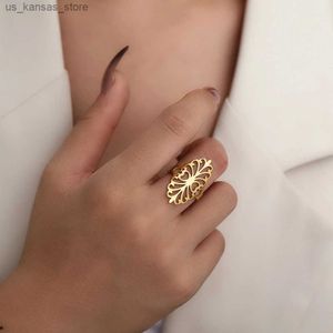 Cluster ringen roestvrijstalen ring elegante retro Boheemse luxe goud mode brede ring dames sieraden verloving bruiloft cadeau y240417