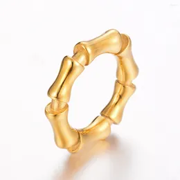 Clusterringen RVS Ring Gouden Bamboe Gezamenlijke Metalen Vinger Bagues Pour Femme Accessoires Cadeau Waterdicht