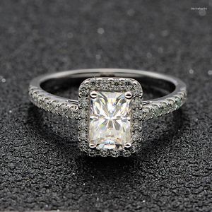 Cluster ringen gestempeld massief 14K/18K witgoud bijpassende band huwelijksverjaardag verlovingsfeest stralende 1ct 7x5mm Moissanite ring voor