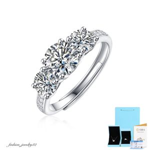 Cluster ringen sterling sier ring ronde 2.2 d kleur moissanite bruiloft verloving cadeau vrouw fijne juwel