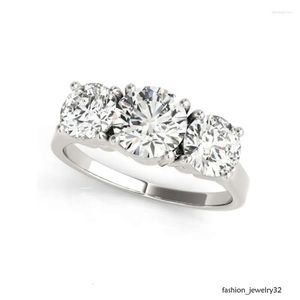 Cluster ringen sterling sier ring ronde 2.2 d kleur moissanite bruiloft verloving cadeau vrouw fijne juwel