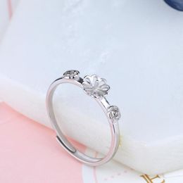 Clusterringen Sterling Silver 925 Betrokkenheid Wedding Party Ring 6-9m Pearl of ronde Bead Semi Mount Fine Jewelry Cadeau Flower
