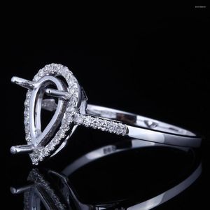 Clusterringen Sterling Silver 925 Betrokkenheid Semi-Mount Pave echte natuurlijke diamant dames sieraden bruiloft fijne ring instelling 10x6 mm peersneden