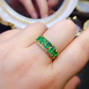 Clusterringen Sterling Silver 925 Betrokkenheid Ring Luxe Kleedbare dames edelsteen Natural Topaz Emerald Ruby Oorspronkelijke datum