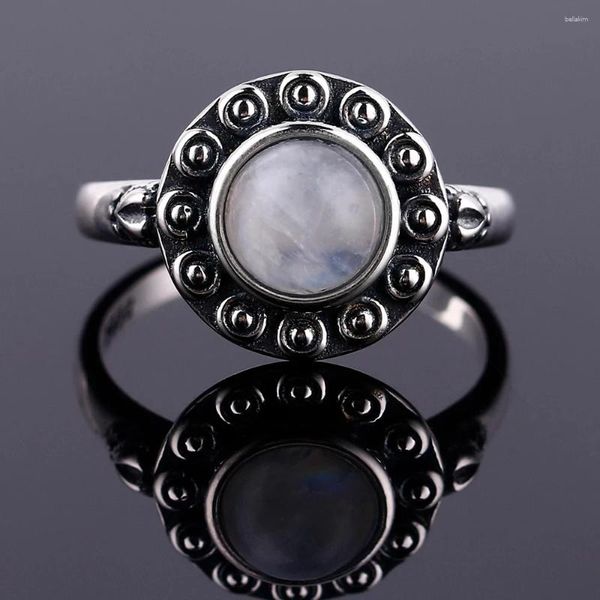 Cluster Anneaux Sterling Silver 925 Anneau de pierre de lune naturelle pour femmes Bijoux Fine Cadeaux Luxury Elemy Finger en gros