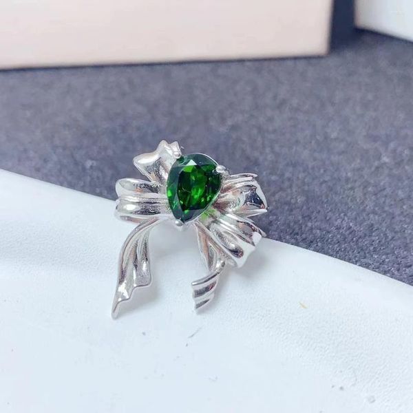 Bagues de cluster Bague Diopside en argent sterling pour la fête 6mm 8mm Chrome naturel 3 couches 18K plaqué or bijoux de pierres précieuses