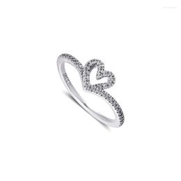 Cluster ringen sterling zilveren sieraden sprankelende wishbone hart voor vrouwen 2023 Valentijns trouwring Geschenk vrienden Groothandelcluster Clu Elo
