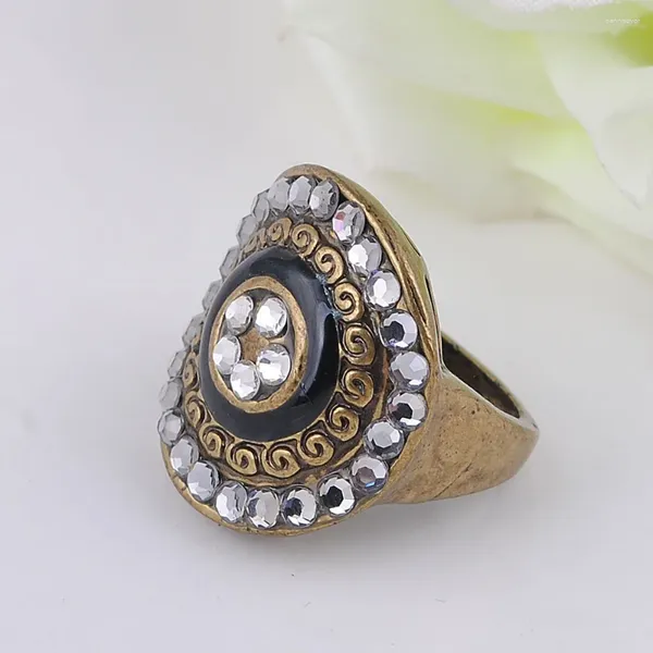 Cluster anneaux bâton bijoux vintage bronze anneau à la mode zinc alliage rond en émail charme charme pour femmes et hommes fête