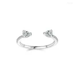 Clusterringen STL S925 Zilveren Volledige diamantdruppelvormige open ring voor vrouwen in Europa America Licht Luxe Instagram