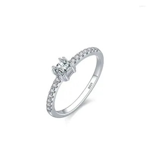 Cluster anneaux STL S925 Silver Japon Corée du Sud Cross Border huit coeurs et flèches Simulated Diamond Ringforwomen in EuropeanDamerica