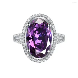 Cluster Anneaux STL Zhen Chengda's Produit: Élégant European et American Ladies Purple Diamond 10 16 Anneau ovale