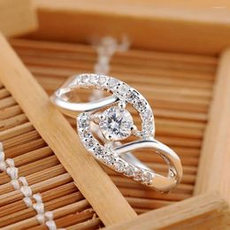 Cluster Rings Streetwear 925 Sterling Silver Shiny Zircon Diamond For Women Wedding Party Gifts Fine Jewelry Engagement