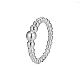 Clusterringen String of Beads Ring Authentic 925 Sterling Silver Jewelry for Woman European Style Making