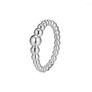 Clusterringen String of Beads Ring Authentic 925 Sterling Silver Jewelry for Woman European Style Making