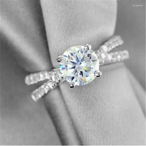 Bagues en grappe Superbe test positif 1Ct 6.5mm VVS1 D-Color Moissanite Diamond Ring Platinum 950 Wedding For Her 060