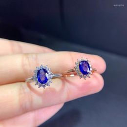 Cluster Rings Style Blue Natural Sapphire Gem Ring 925 Sterling Silver Fine Jewelry Real Lover Girl Party Birthday Date cadeau