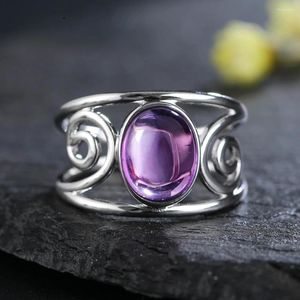 Cluster anneaux Style Natural Amethyst Ring 925 Sterling Silver for Women Luxury Finger Wedding Party Gift Fine Bijoux