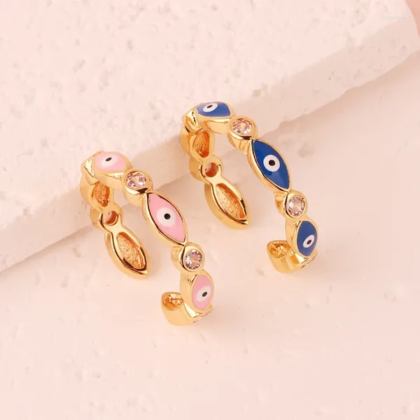 Bagues de cluster style ouvert bohème arc-en-ciel mal bleu oeil strass pour femmes vintage femmes bague sur doigt diable bijoux cadeaux