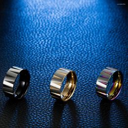 Cluster Ringen Stijl Roestvrij Stalen Ring Voor Mannen Tapered Grooves9mm Breedte Matte Veelkleurige Punk Straat Hip Hop Party Sieraden