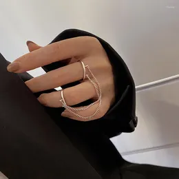 Anillos de racimo Joyas de verano Doble capas Anillo de la cadena de borla Punk Tendencia fría Femenina Femenina Regalo ajustable