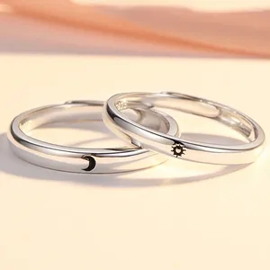 Clusterringen Sun Moon Couple Set Open Verstelbare Ring Eacher Lovers Circlet Minimalistische Engagement Wedding Finger Jewlery Gift