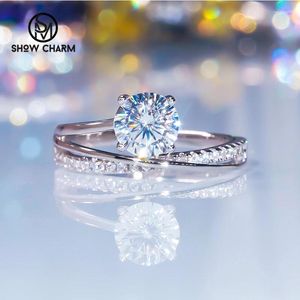 Clusterringen Super Flash S925 Sterling Silver Platinum Geclated Galaxy Zirkon Ring For Women Wedding Engagement Fine Jewelry Cadeau