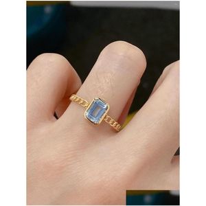 Clusterringen SX Sieraden Solid 18K Geel Gold Nature 1ct Blue Aquamarine Gemstones For Women Fine Jewelry Presents Drop Delivery Ri Dhejs