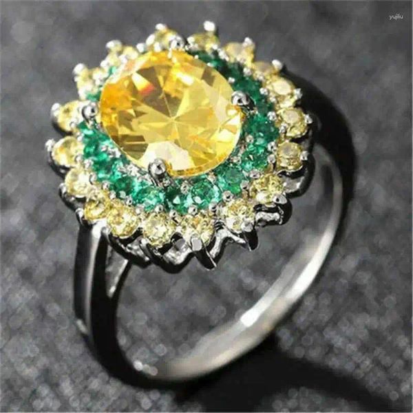 Bagues de cluster SZ6-10 Mode Femmes Mariage Engagement Sun Ring Exquis Bijoux Homme Belle Fleur
