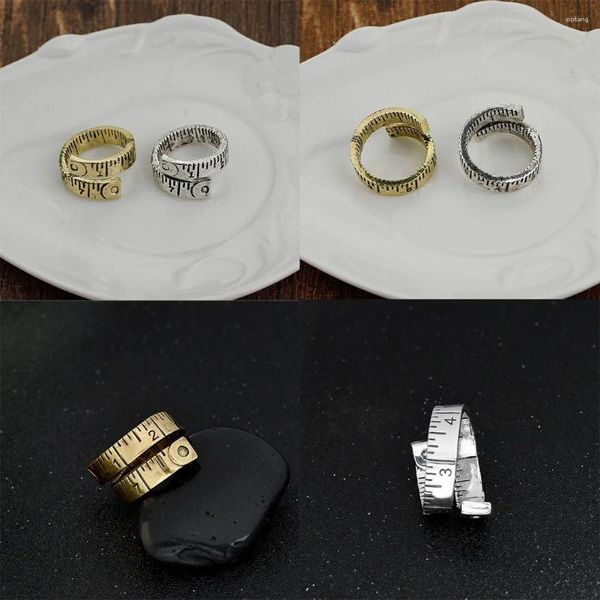 Anillos de racimo Cinta métrica Regla torcida Anillo Tamaño libre Ajustable Antique Homme Joyería de fiesta al por mayor