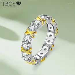 Bagues de cluster TBCYD 3mm D couleur Moissanite bague pour femmes S925 en argent sterling diamant éternité bande de mariage main bijoux fins en gros