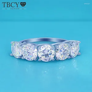 Cluster anneaux tbcyd 5 pierres 5ct D Color Moisanite Engagement Anneau de fiançailles pour femmes Sparkling Diamond Gra certifié S925 Sliver Band