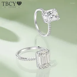 Cluster anneaux tbcyd 8x11mm 4ct diamant haut en carbone pour femmes s925 argent fiançailles bande de mariage luxe fin bijoux de Noël cadeaux