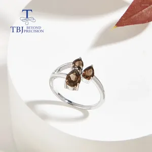 Cluster anneaux TBJ Gorgerous Designer Ring For Women S925 Silver Natural Smoky Gem Anime Fashion Fine Jewelry Birthday Party Fany Gift