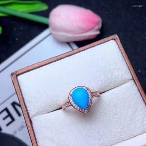 Bagues de cluster Le cadeau pour votre femme bien-aimée Bague turquoise 925 Bijoux en argent sterling