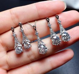 Cluster Rings The Moissanite Earring Necklace 925 Pure Silver Gem de alta calidad. Pendientes de dama de diamantes