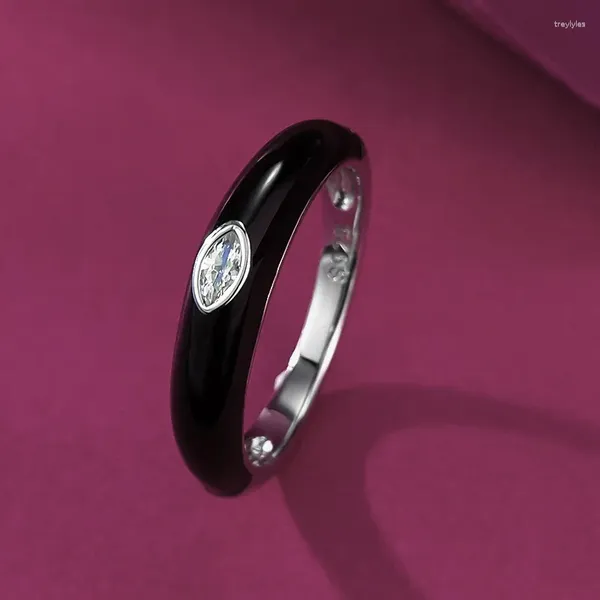 Anillos de clúster El S925 se puede apilar y usar con un anillo Glue negro Glue europeo de instagram Joyas de estilo Instagram