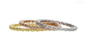 Cluster ringen drie kleurstapel stapelbaar 925 sterling zilveren bruiloft bezel kubieke zirconia cz eeuwigheidsband verlovingsring set9064579