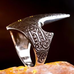 Cluster ringen duim zilver gepersonaliseerde ring kayi stam ertugrul symbool iyi handgemaakte bowman mannen