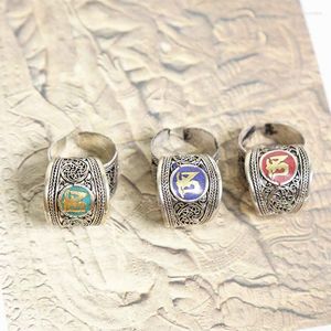 Cluster ringen Tibetaan voor man metalen koper om amulet tibet mantras ring r023